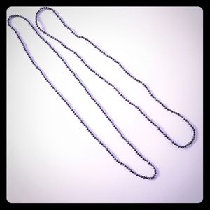 Hematite bead long strand necklace